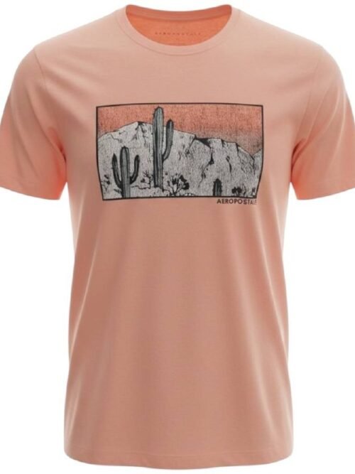 Camiseta Aeropostale Masculina Salmão Estampa Cactus