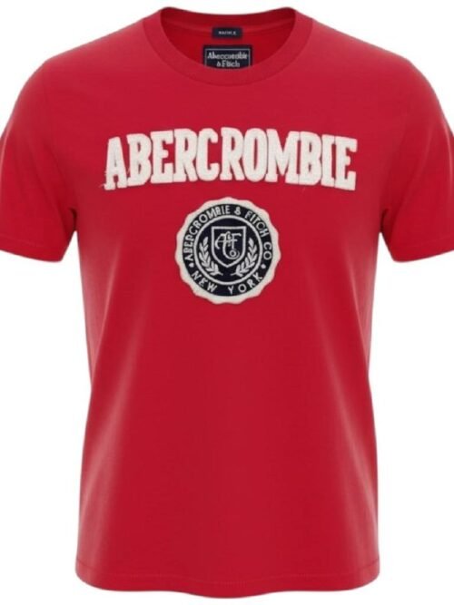 Camiseta Abercrombie Masculina Vermelha Estampa Brasão