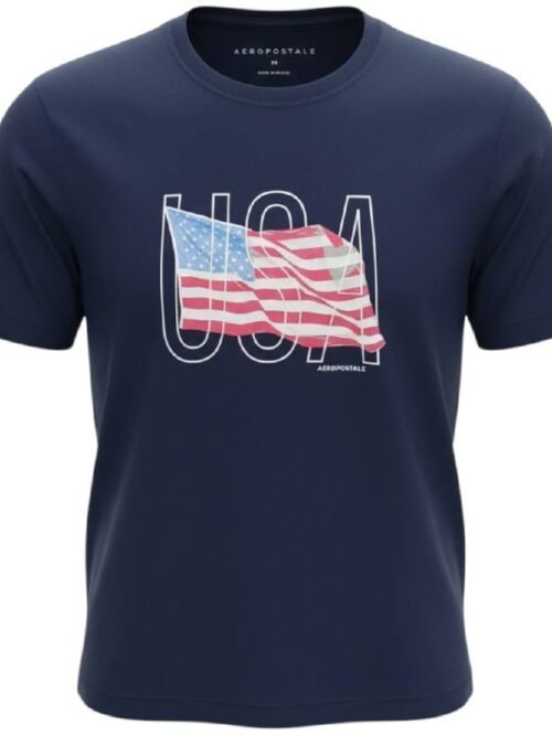 Camiseta Aeropostale Masculina Azul Marinho Estampa USA