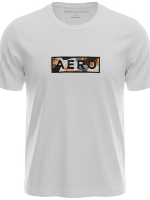 Camiseta Aeropostale Masculina Branca Estampa Cores
