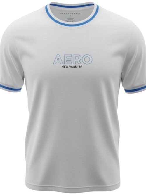 Camiseta Aeropostale Masculina Branca Detalhe na Gola Estampa Clássica