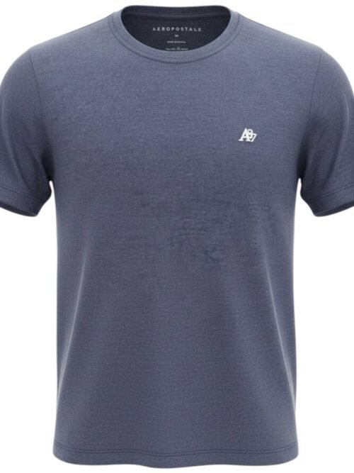 Camiseta Básica Aeropostale Masculina Azul Mescla Logo Clássico