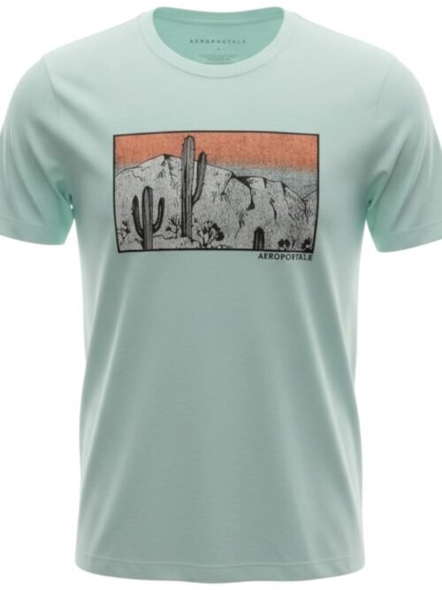 Camiseta Aeropostale Masculina Verde Água Estampa Cactus