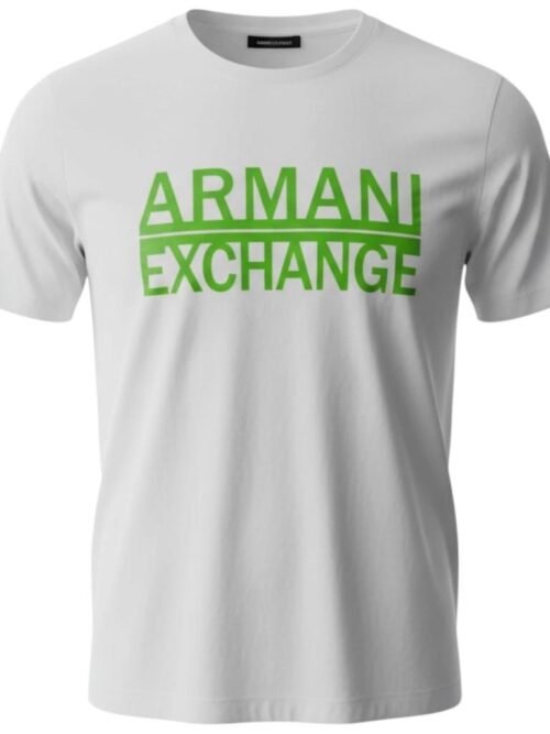 Camiseta Armani Exchange Masculina Branca Logo Verde