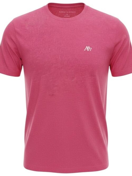 Camiseta Básica Aeropostale Masculina Framboesa Logo Clássico