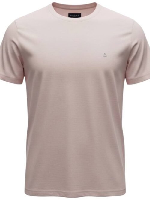 Camiseta Básica king&Joe Masculina Rosa Bebê Logo Cinza