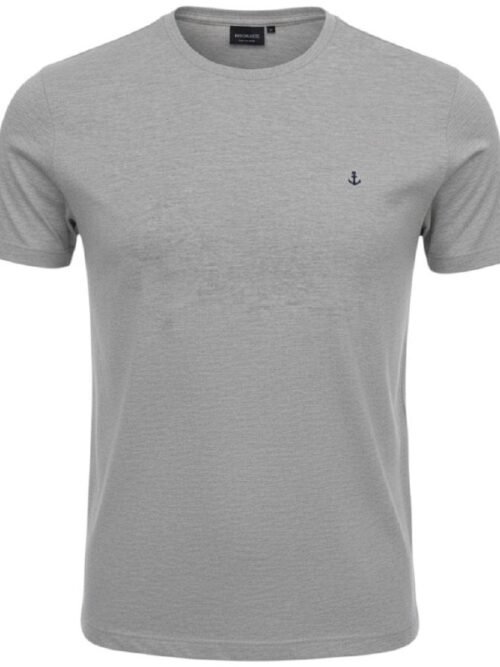 Camiseta Básica king&Joe Masculina Cinza Logo Marinho