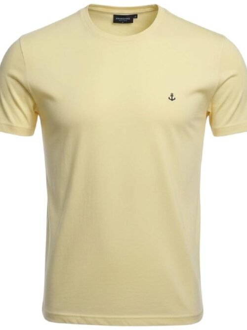 Camiseta Básica king&Joe Masculina Amarela Logo Preto