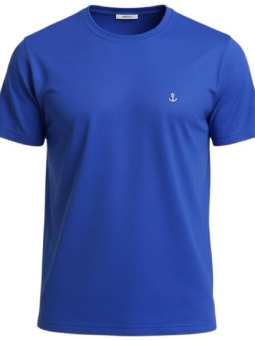 Camiseta Básica King&Joe Masculina Azul Oceano Logo Cinza