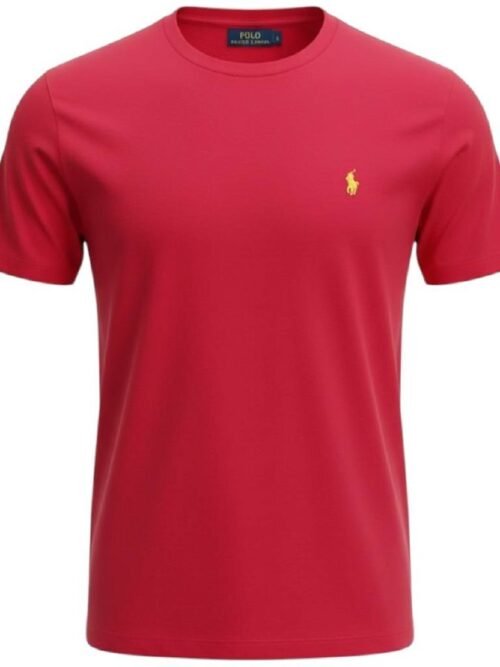 Camiseta Básica Ralph Lauren Masculina Vermelha Pony Amarelo