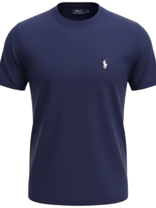 Camiseta Básica Ralph Lauren Masculina Azul Marinho Pony Rosê