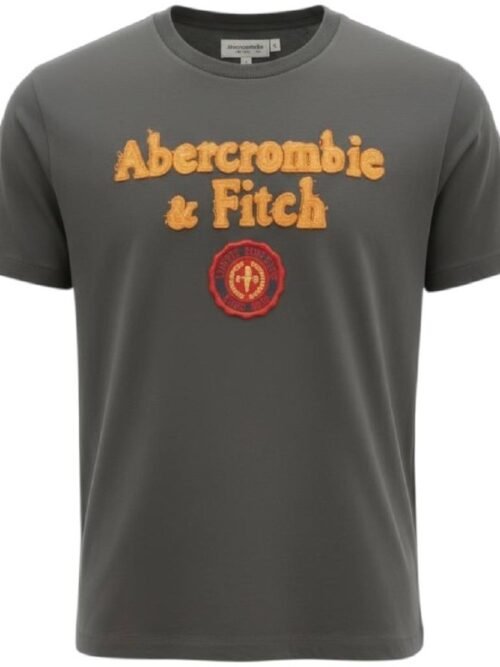 Camiseta Abercrombie Masculina Cinzenta Estampa Tocha Dourada