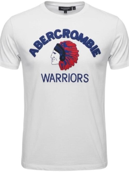 Camiseta Abercrombie Masculina Branca Estampa Índio Warriors