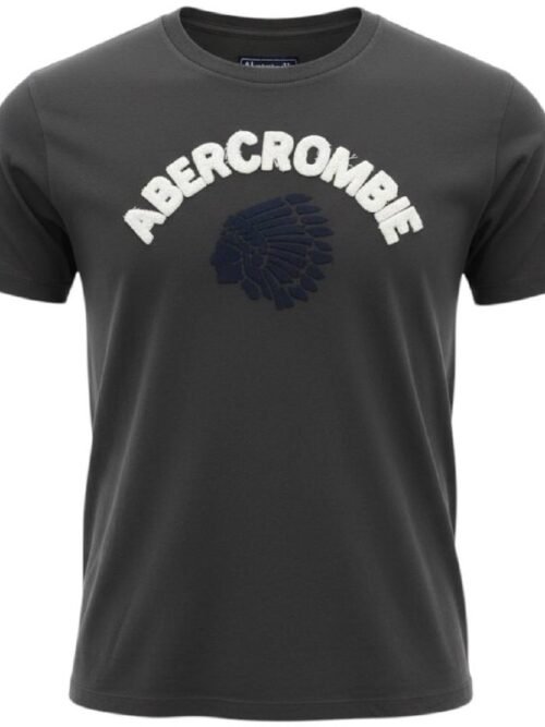 Camiseta Abercrombie Masculina Chumbo Estampa Índio cor Petróleo