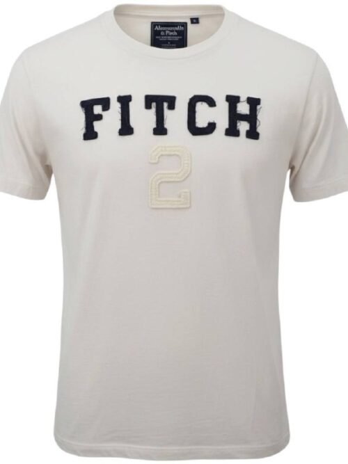 Camiseta Abercrombie Masculina Branca Estampa Fitch Preto