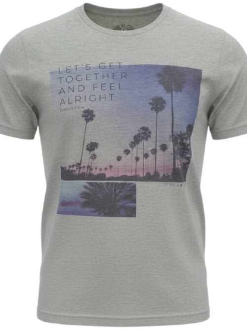 Camiseta Básica King&Joe Masculina Cinza Estampa Coqueiros