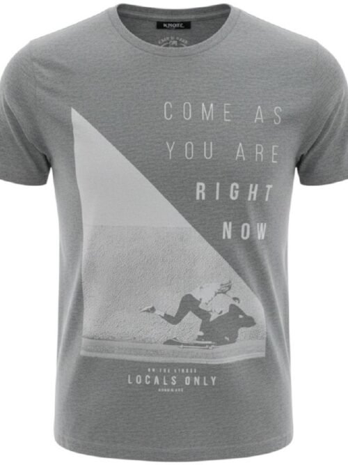 Camiseta Básica King&Joe Masculina Cinza Estampa Comece Agora