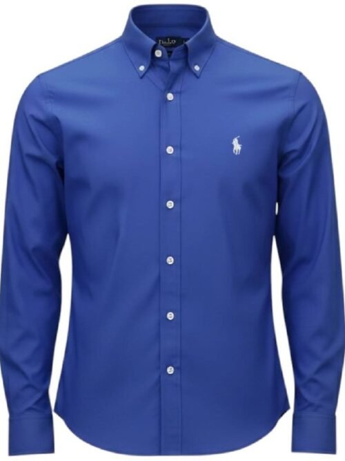 Camisa Ralph Lauren Masculina Algodão Seco Azul Oceano Pony Cinza