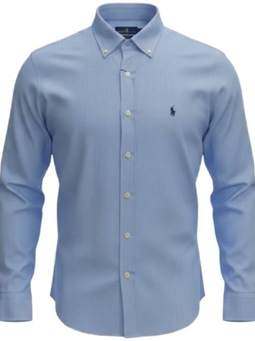 Camisa Ralph Lauren Masculina Linho Azul Celeste Pony Marinho