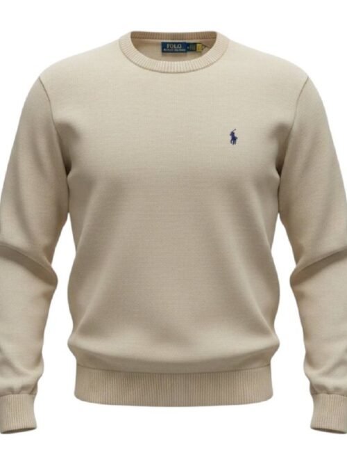 Suéter Ralph Lauren Masculino Areia Puro Algodão Pony Marinho