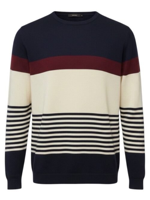 Suéter King&Joe Masculino Listras Bordô Meia Estação Logo Clássico