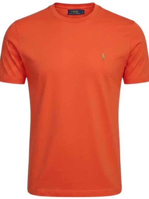 Camiseta Básica Ralph Lauren Masculina Laranja Pony Colorido