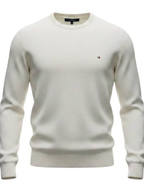 Suéter Tommy Hilfiger Masculino Branco Clássico Padrão da Marca